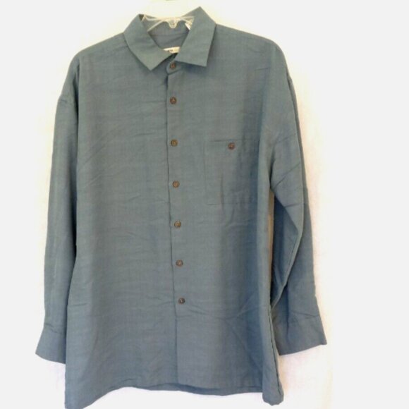 Campia Moda Men’s Shirt Size L Blue Gray Button Down Long Sleeve Pocket EUC - Picture 14 of 15